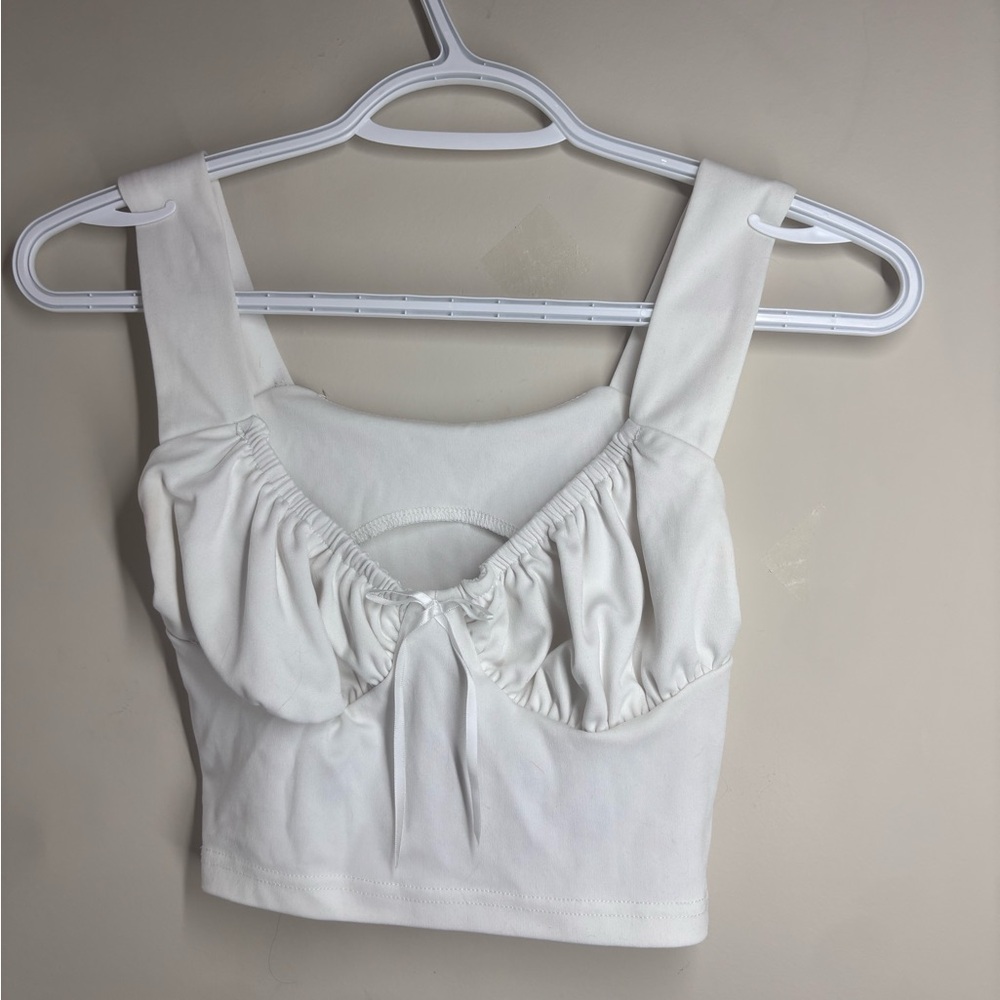 White Cropped Sleeveless Women's Top